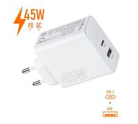 Chargeur 2 Ports 45W pour Realme 14 Pro Pro+, 9 Narzo 50 C11 USB-C + USB-A AFC®