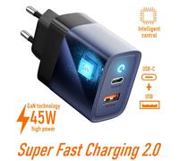 Chargeur 2 Ports USB-C + USB-A 45W GaN Forcell® Charge Rapide Double