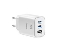Chargeur 2 USB-C 65W Power Delivery et USB-A Quick Charge 3.0 18W Swissten Blanc