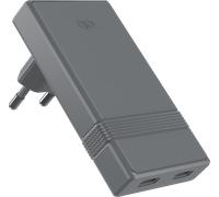 Chargeur 2 USB C L Shape 45W Power Delivery UltraGaN Gris + Garantie à vie Force Power