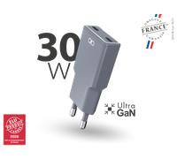 Chargeur 2 USB C Pocket 30W Power Delivery UltraGaN Gris + Garantie à vie - Origine France Garantie Force Power