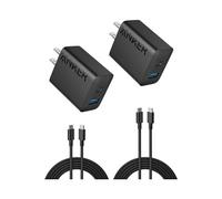 Chargeur 20 W USB C Bloc mural rapide 2 Ports Noir