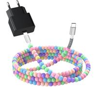 Chargeur 25W avec Perles Câble USB C 1m pour Samsung Galaxy S26 A17 A26 5G | Charge ultra-rapide PD Chargeur Téléphone pour Galaxy S25 S24 S23 A16 A35 Z Flip7 FE /Pixel 11 Pro Fold /iPhone 17e air
