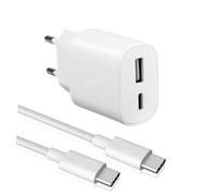 Chargeur 25W Super Charge Rapide pour Samsung Galaxy S25,S24+,S24 Ultra,S23+,S23 Ultra, S22,S21,Note20,A54,A53,Z Fold5,Flip5,Fold4,Tab S8 Ultra,iPhone,Prise Secteur USB C Adapteur avec 2m Câble USB C