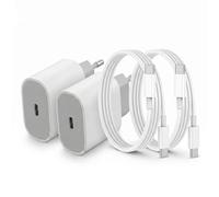 Chargeur 25W USB C + Câble 1m, Lot de 2, Charge Rapide PD/PPS Compatible avec iPhone (16/15/14), Samsung Galaxy (S25/S24/S23S22), Google Pixel, Huawei, Xiaomi, iPad - Adaptateur Secteur Compact Blanc