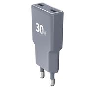 Chargeur 2x USB-C 30W Power Delivery Ultra GaN Rapide Force Power Gris