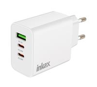 Chargeur 2x USB-C Power Delivery 20W + USB 18W Charge Rapide Compact Inkax Blanc