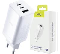 Chargeur 2xusb-C 1xusb-A Gan 65w 3 Ports Chargeur Rapide Pd Atc-01-65wacc Adaptateur Secteur Compact Blanc