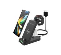 Chargeur 3 en 1 pour Galaxy S23/S22/S21/S20/S10/Note20/Z Fold 5/Z Flip4/Flip5/Fold4/Galaxy Noir