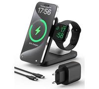 Chargeur 3 en 1 Qi2 pour iPhone 16/15/14/13/12, Station de Charge Pliable pour Apple Watch/AirPods, Charge Rapide magnétique - 20 W, Parfait pour Les Voyages et la Maison
