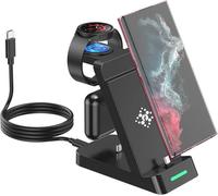 Chargeur 3 en 1 Station de Charge Rapide pour Samsung, Chargeur Induction Montre pour Samsung Galaxy Watch Ultra/7/6 Classic/5 Pro