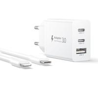 Chargeur 30W avec Câble Lightning 2M, 3 Ports Chargeur Multiple Prise USB C Charge Rapide Adaptateur Secteur USB C Charger pour iPhone 14/14 Pro/13/13 Pro Max/12/12 Mini/11/X/XS Max/XR/SE/8 Plus/iPad
