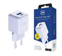 Chargeur 3mk Hyper GaN 20 W QC4+ PD PPS USB-C USB-A Blanc