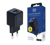 Chargeur 3mk Hyper GaN 20 W QC4+ PD PPS USB-C USB-A Noir