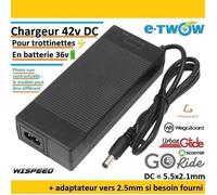 Chargeur 42v DC pour trottinettes électrique en 36v Etwow, Go ride , Kugoo , Urbanglide , wispeed , wegoboard , Megawheels Cable