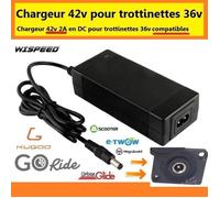 Chargeur 42v DC pour trottinettes électrique en batterie 36v compatibles plusieurs marques Go ride , Urbanglide ect DC 2.1mm /2.5mm