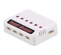 Chargeur 6 en 1 USB pour Batterie au Lithium Compatible avec Hubsan H107D, Syma X5C, Hélicoptère RC Protection contre la surcharge, Blanc, Plastique G