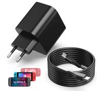 Chargeur 60 W pour Nintendo Switch 2/1/OLED/Lite, Pro Controller, PS5, Xbox Elite Series 2, Steam Deck, bloc d'alimentation AC avec câble USB C de 2 m, adaptateur de charge rapide compatible avec