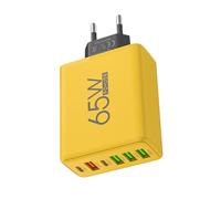 Chargeur 65W - 4 USB + 2 PD Tête de charge rapide multiport, alimentation universelle | Chargeur à vitesse supérieure 5V 3A avec connexions multiples, adaptateur compact pour le bureau de tablette sma