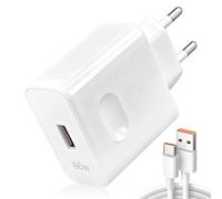 Chargeur 66W Rapide Supercharge avec Câble USB-C 6A 1M - Compatible avec Honor 200 Lite, 400, 90 Lite, Magic6 Lite, Magic7 Lite, X6b/X8a/X8b, Pad X9, Magic6 Pro, Adaptateur de Charge Rapide Sûr