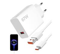 Chargeur 67W Rapide Type C pour 14C 13C/Note 14 13 12Pro/Poco X7 X6 C75/S23 S22 S21/A14 A15 avec câble de données Type C Adaptateur Mural Turbo 1,5 m