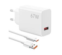 Chargeur 67W Turbo Rapide avec Câble USB C de 1M pour Mi Note K60 K50 11 11s 12Pro, Mi 14/13/12/11 Ultra, Poco X5, X6 Pro, X5, Mi Pad 5/6, Black Shark 4 5, Charge Rapide 6A