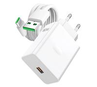 Chargeur 80W SUPERVOOC avec Câble USB-C 1m, Chargeur Rapide pour Oppo, One-Plus, Realme, Compatible avec Oppo Find X7, X6 Pro, Reno 10 Pro, One-Plus 12, 11, Nord 2T, 9 P ro, Warp Charge 30W