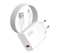 Chargeur 90W avec Câble USB C 2M pour Xiaomi 15, 14, 13 Ultra, POCO F6, X7 Pro, Redmi Note 14, 13, 10 Pro - Charge Turbo, Transfert de Données 6A, Adaptateur USB Type-C Compatible avec Mi Pad 6/7