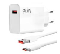 Chargeur 90W Rapide USB C avec Câble 2m Compatible avec 15/14/13 Ultra/13T/POCO F6/X7 Pro, Note 14/13/10 Pro, Adaptateur USB Type-C Turbo pour Pad 6/7, Transfert de Données 6A