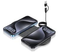 Chargeur à Induction Double 20W Chargeur sans Fil 2 en 1 Charge Rapide pour iPhone 16/15/14/13/12 Pro Max/11/XS/XR/8 Plus,AirPods