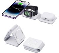 Chargeur à Induction Pliable 3 en 1 pour iPhone 15/14/13/12/11/Pro/Max/X/XS/XR/8/8 Plus,Apple Watch,Casque de Recharge sans Fil