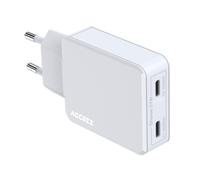 Accezz Chargeur GaN Ultra Slim - 2x USB-C - 65 W - Blanc