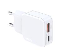 Accezz Chargeur GaN Ultra Slim - USB-C + USB-A - 30 W - Blanc