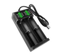 Chargeur Accu 18650,2 Fentes Chargeur de Piles Rechargeables avec Câble USB,Compatible avec Une variété de Batteries Li-ION 3,7 V 18650 26650 21700 18490 16340