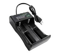 Chargeur Accu 18650, 2 Slots Chargeur de Batterie LCD avec Câble USB, Piles Rechargeables Li-ION Universel 3.7V pour 21700 26650 14500 18500 17500 18350, Accus USB Charge Rapide
