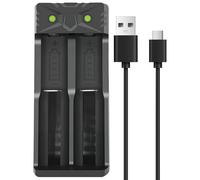 Chargeur Accu 18650, 2 Slots Chargeur Piles Rechargeable Li-ION, Charge Rapide Intelligente Compatible avec Une Variété de Batteries Li-ION 3,7V -4.2V 18500/18650/16340/14500/18650/18490/20700/21700