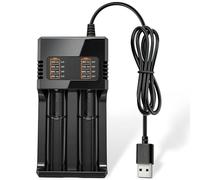 Chargeur Accu 18650/21700 Double Slots, Chargeur Batterie 18650 Intelligent avec Indicateur LED, pour Piles Rechargeables Li-ION 3,7V/4,2V, Compatible avec 21700 26650 16340 14500