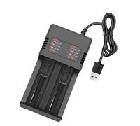 Chargeur Accu 18650 26650 21700 18490 16340 14500 10440, 2 Slots Chargeur Piles avec Câble USB Chargeur de Batterie au Li-ION à LCD Affichage pour Li-ION 3,7V