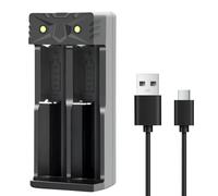 Chargeur Accu 18650 USB-C à 2 Slots Chargeur Piles Rechargeables Li-ION 3,7 V pour 18650/18490/18500/16340/14500