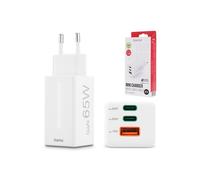 Chargeur - adaptateur secteur Hama - 00125142 - Charg. Rapide GaN, 2 USB-C PD, 1 USB-A QC, Mini-Chargeur, 65W, Blanc