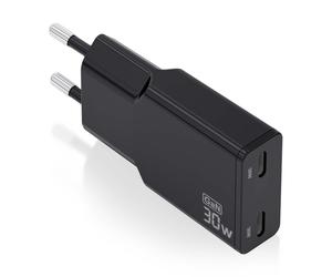 Chargeur Aisens Ultra Slim GaN 30W - 2xUSB-C PD3.0 QC4.0 - Noir