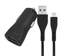 Energizer Chargeur allume-cigare double USB 3,4 A avec câble USB-A vers Lightning