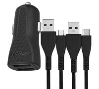 Chargeur Allume-Cigare 2 USB-A 2.4A HardCase avec Câble USB-C et Micro-USB, Noir