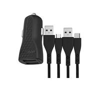 Chargeur Allume-Cigare 2 USB-A 2.4A HardCase avec Câble USB-C et Micro-USB Noir