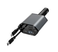 Chargeur Allume-Cigare 4 en 1 avec Câbles Rétractables, 120W Déchargement Rapide PD/QC pour iPhone 1617/15/14/13/Samsung/Tablette (Modèle Mise à Jour)