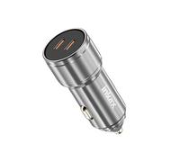 Chargeur Allume Cigare 60W 2x USB-C Charge Rapide Design Métal Argent