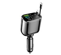 Chargeur Allume-Cigare 82W 5-en-1 avec Câble USB-C Rétractable | 3 Ports (PD 30W + QC3.0 + USB-A) | Charge Rapide pour iPhone 15/14/13, Samsung S23/S22, AirPods, Tablettes | Compatible GPS, Dashcam