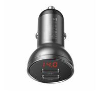 CARGADOR DE COCHE BASEUS CCBX-0G Con PANTALLA 2X USB 4 8A 24W (Gris)