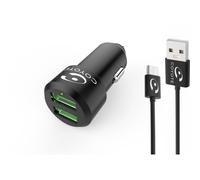 Chargeur allume-cigare COYOTE 2 USB + Câble droit