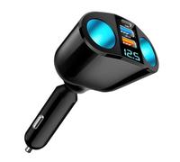 Chargeur Allume Cigare Double Prises USB QC3.0 & PD 12V/24V, Double Allume Cigare 120W, Multiprise Allume Cigare Rapide avec Voltmètre LED, Adaptateur Allume Cigare USB pour Téléphone, GPS, Caméra